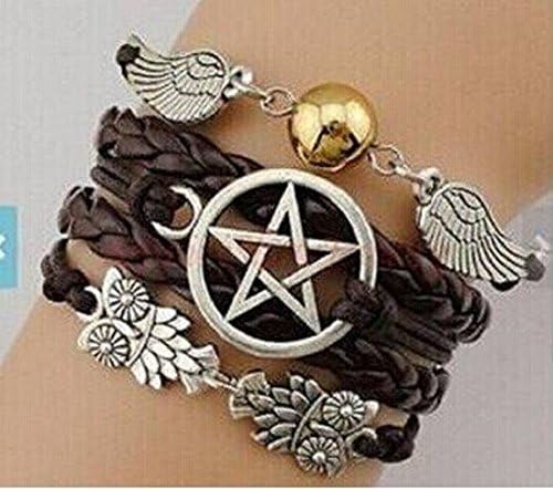 Bracelet, Angel Wings, Wing, Owls, Pagan and Wiccan, Dean Winchester, Supernatural, Star Bracelet, Brown, Friendship, Bridesmaid Gift