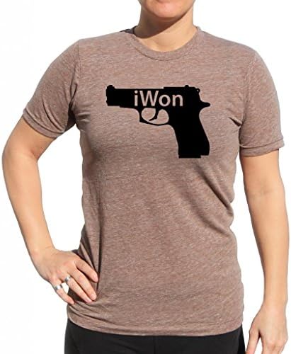 American Eco Apparel iWon Weapon Automatic Gun Tee USA Military Veteran Shirt Large Brown/Black