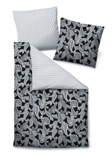 Biberna 635330/080/004 Satin Bettw&auml;sche, 80/80 + 155/220  cm, schwarz