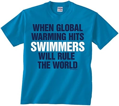 Swimming Global Warming T-shirt Adult Small Sapphire