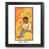 Diego Rivera Spanish Man Corn Home Decor Wall Picture Black Framed Art Print