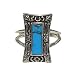 Antique Finish Native American Style Silvertone Ring with Simulated Turquoise Size 5 picture