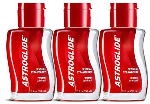 Astroglide Strawberry Liquid Personal Lubricant Water-based Long-lasting Strawberry Fragrance and Flavor Latex-safe : Size 2.5 Oz. / 73.9 Ml. (Pack of 3)