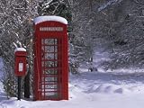 Red Letterbox and Telephone Box in the Snow, Highlands, Scotland, UK, Europe Photographic Poster Print by David Tipling, 24x32