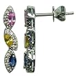 14K White Gold Multi-Color Sapphire and Diamond Earrings