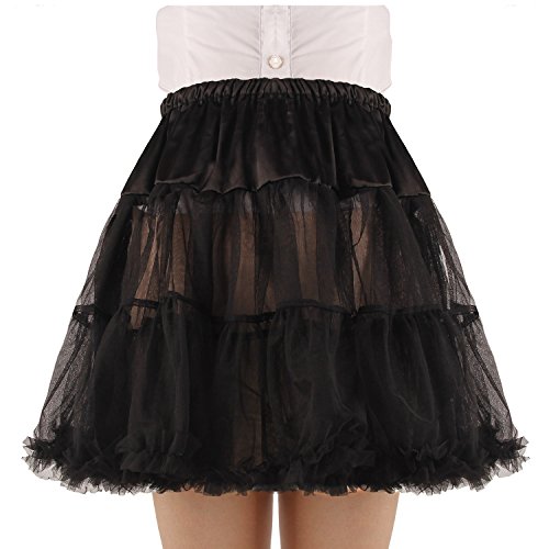Shimaly Women’s Princess Layered Puff Skirt Mini Tutu Skirt Short Petticoat (S-M, Black