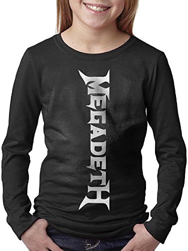 Teen Megadeth Band Heavy Metal Long Sleeve Round Neck Tee Shirts Winter Autumn Black Medium