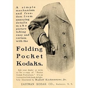 1901 Vintage Ad Eastman Kodak Folding Pocket Camera - Original Print Ad
