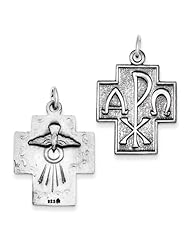Sterling Silver Antiqued Alpha Omega Cross Pendant