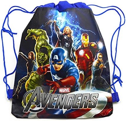 SKS Express Cartoon Drawstring Backpack Bag for Kids (Avengers Superheroes Blue)