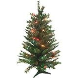 3' Multi-Color Pre-Lit Pistol Pine Artificial Christmas Tree w/Pine Cones 170291