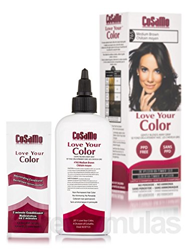CoSaMo - Love Your Color Non Permanent Hair Color 765 Medium Brown - 3 oz NEW PACKAGING Like Clairol , L'Oreal , Garnier , John Frieda , Nice n Easy , Revlon haircolor ... No PPD or No Ammonia ! Paraben FREE ! PPD FREE ! No Peroxide ! Peroxide Free ! #1 RATED BEST HAIR COLOR ! Most Popular Haircolor ! MADE IN USA