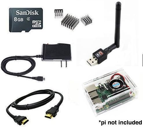 Raspberry Pi 3 Starter Kit with NOOBs Pre-Loaded 8GB SD Card - Black Case - Power Supply - HDMI Cable - Heat Sink - Raspberry Pi Not Included