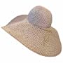 Tan White 8" Wide Large Brim Straw Beach Sun Floppy Hat