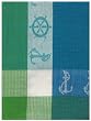Waffle Weave 100% Cotton Aqua Blue Anchor Dishtowel 18" X 28" Set / 6