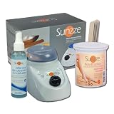 Sunzze Wachsdosen Erhitzer mit Deckel und Thermostat, Jetzt mit Gratis 500gr Brazilian Wachs, Spatel und Lotion