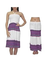 Cotton/Polyamide Halter Crinkled Gathered Stretchy Shirred Elasticized   Waistline Knee Length Summer  Dress