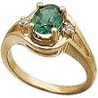 14Kt Yellow Gold Chatham Created Olive Emerald Diamond Ring