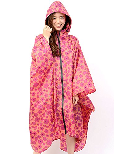 JACK PORT(ジャックポート) おしゃれ 24柄 総柄 撥水加工 フード付き ジップアップ プルオーバー ポーチ付き レインポンチョ 自転車 JK120129