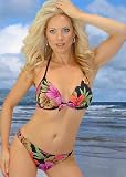 Jax Couture South Beach Collection 2pc Underwire Bra Swimsuit with Scooped Lowrise Bottom: Hawaiian Print