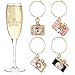 P410 Cute Crystal Pink White Camera Wine Charms Glass Marker for Party with Velvet Bag- Set of 4