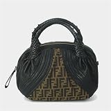 Fendi 8BL078 Zucca/Leather Small Spy Bag - Black