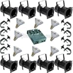 8 Black PAR CAN 38 90w PAR38 Flood Dimmer C-Clamps PD