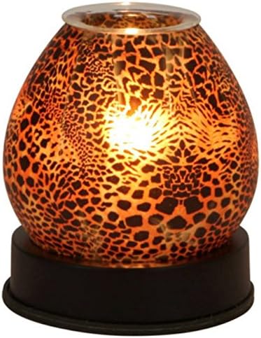 New Cheetah Print Electric Touch Lamp Style Glass Oil Warmers + 3 Free Replacement Bulbs