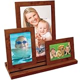 Genuine Burlwood Trio Picture Frame Set with Deluxe Matching Stand