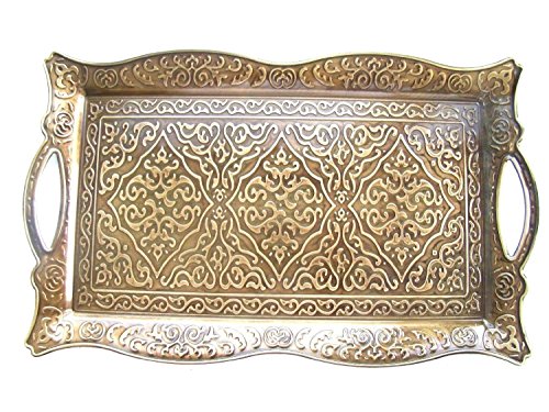 Vintage Style Copper Turkish Ottoman Coffee Tea Beverage Serving Tray 10 in x 16 in