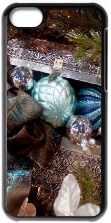 iPhone 5C Phone Case Black Christmas Tree, Casket, Ribbon, Ornaments, Toys, Holiday, Mood V1L1JD Unique Personalized Phone Case