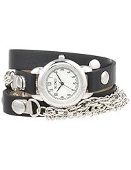 XOXO Womens XO5621  Black Band with Chains Accent Double Wrap Watch