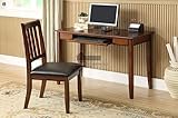 Laurl Bay Tobacco Oak Finish Console Table/Computer Desk with Chair