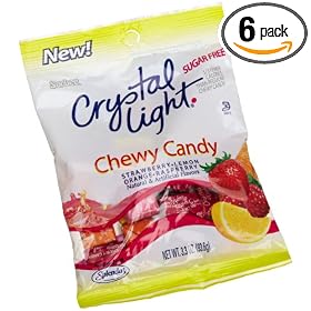 Sorbee Crystal Light Sugar-Free Chewy Candy In Assorted Fruit Flavors, 3.3-Ounce Bags (Pack of 6)