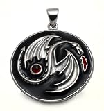 Fire Dragon Silver Pendant with Garnet