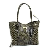 POPCORN Italian Made Designer Handbag/Purse/Shopper Bag/Tote in Green or Blue Reptile Embossed Patent Leather