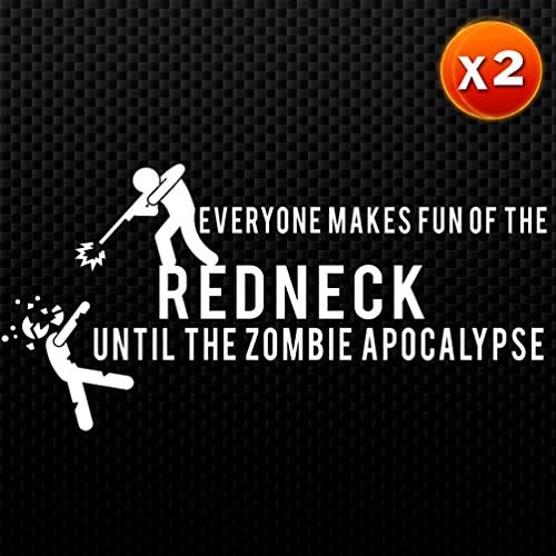 (2x) Redneck Zombie Apocalypse 8" White Vinyl Decal - Luna Graphic Designs