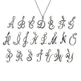 Eve's Addiction Sterling Silver Script Initial Pendants, Initial K