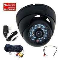 VideoSecu Outdoor Day Night Infrared Security Camera 600TVL Built-in 1/3' Sony CCD 20 IR LEDs Vandal Proof CCTV Home Surveillance DVR System with Audio Microphone, Extension Cable, Power Supply 1V3