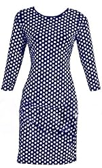 Polka Dot Print Spandex Cocktail Above the Knee Bodycon Dress/Party Dress/Tunic/Mini Dress 