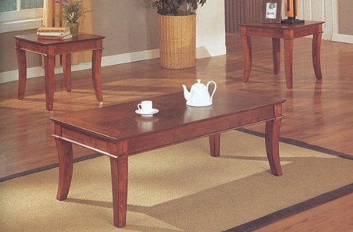 3PCS Contemporary Cherry Finish Table Set