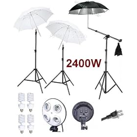 Ardinbir Studio 2400W Photo Umbrella Boom kit with Continuous Light, Socket and Stand