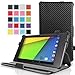 MoKo Google New Nexus 7 FHD 2nd Gen Case - Slim-Fit Multi-angle Stand Cover Case Carbon Fiber BLACK (With Smart Cover Auto Wake / Sleep Feature)