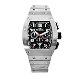 TW Steel Men's CE2005 CEO Tonneau Silver Stainless Steel Bracelet Black Chronograph Dial Watch