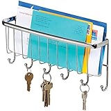 InterDesign Axis Mail, Letter Holder, Key Rack Organizer for Entryway, Kitchen - Wall Mount, Chrome