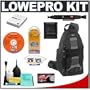 Lowepro SlingShot 100 AW (Black) Backpack + Accessory Kit for Canon Rebel XSi, XS, T1i, XTi, 50D, 7D, Nikon D40, D60, D3000, D5000, D90, D300, D300s, D700, Olympus Evolt E-30, E-450, E-520, E-620, and Sony Alpha A230, A330, A380, A500, A550, A700 Digital SLR Cameras