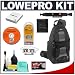 Lowepro SlingShot 100 AW (Black) Backpack + Accessory Kit for Canon Rebel XSi, XS, T1i, XTi, 40D, 50D, Nikon D40, D60, D5000, D90, D300, D700, Olympus Evolt E-30, E-450, E-520, E-620, and Sony Alpha A200, A300, A350, A700 Digital SLR Cameras