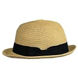 51ohdZ2dQzL. SL160  BEIGE LIGHTWEIGHT STRAW STINGY BRIM FEDORA HAT