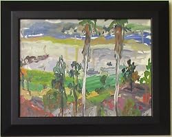 Monterey Bay, Original Oil Painting on Board By Carmel Artist Janet Ament de la Roche - Framed Artwork