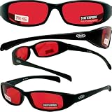 NEW ATTITUDES - Stylish Sunglasses - RED Lenses, GLOSS Black Frame